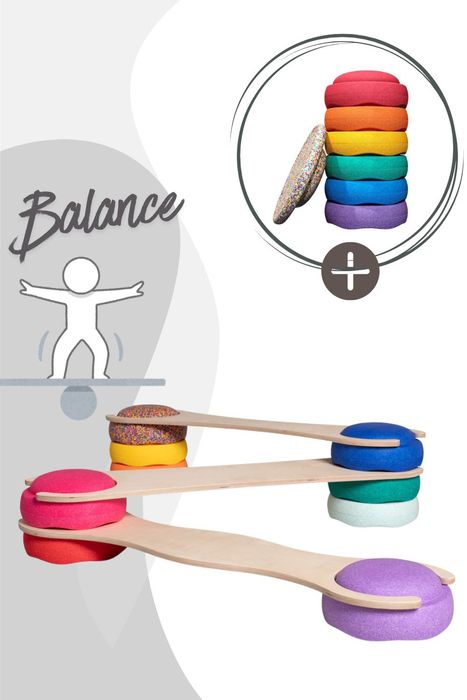 tiSsi® Balance Board Set inkl. Stapelstein 6er Set Rainbow Classic inkl. Board