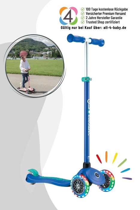 Globber Primo Plus Lights mit Leuchtrollen / 3-Wheels-Scooter