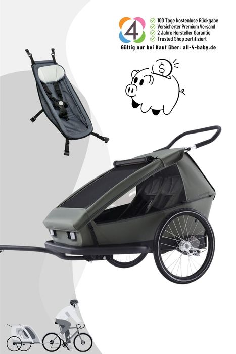 CROOZER Kid Ellma 2in1 Kinderfahrradanhänger inkl. Babysitz - Farbe: Moos Green /Graphite Blue