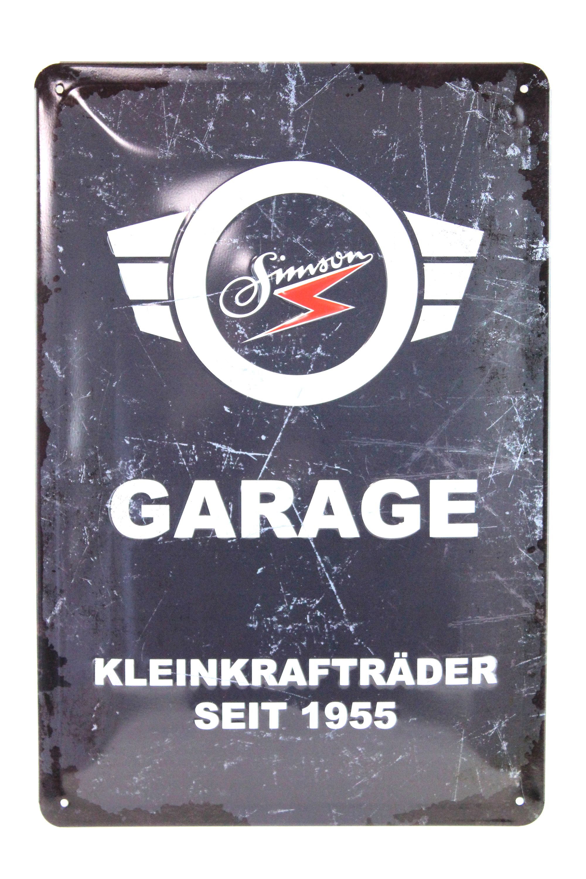 Blechschild, Werbeschild mit Prägung Motiv "Simson Garage