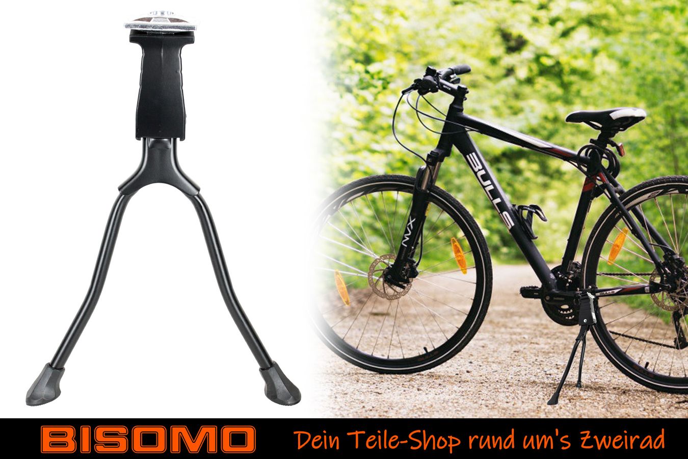 Fahrradstnder, Zweibeinstnder, Doppelstnder Fahrrad 24 26 27 28 Zoll  universal, 360 x 260 x 75mm, bis 40kg, Metall Schwarz | Bisomo.de