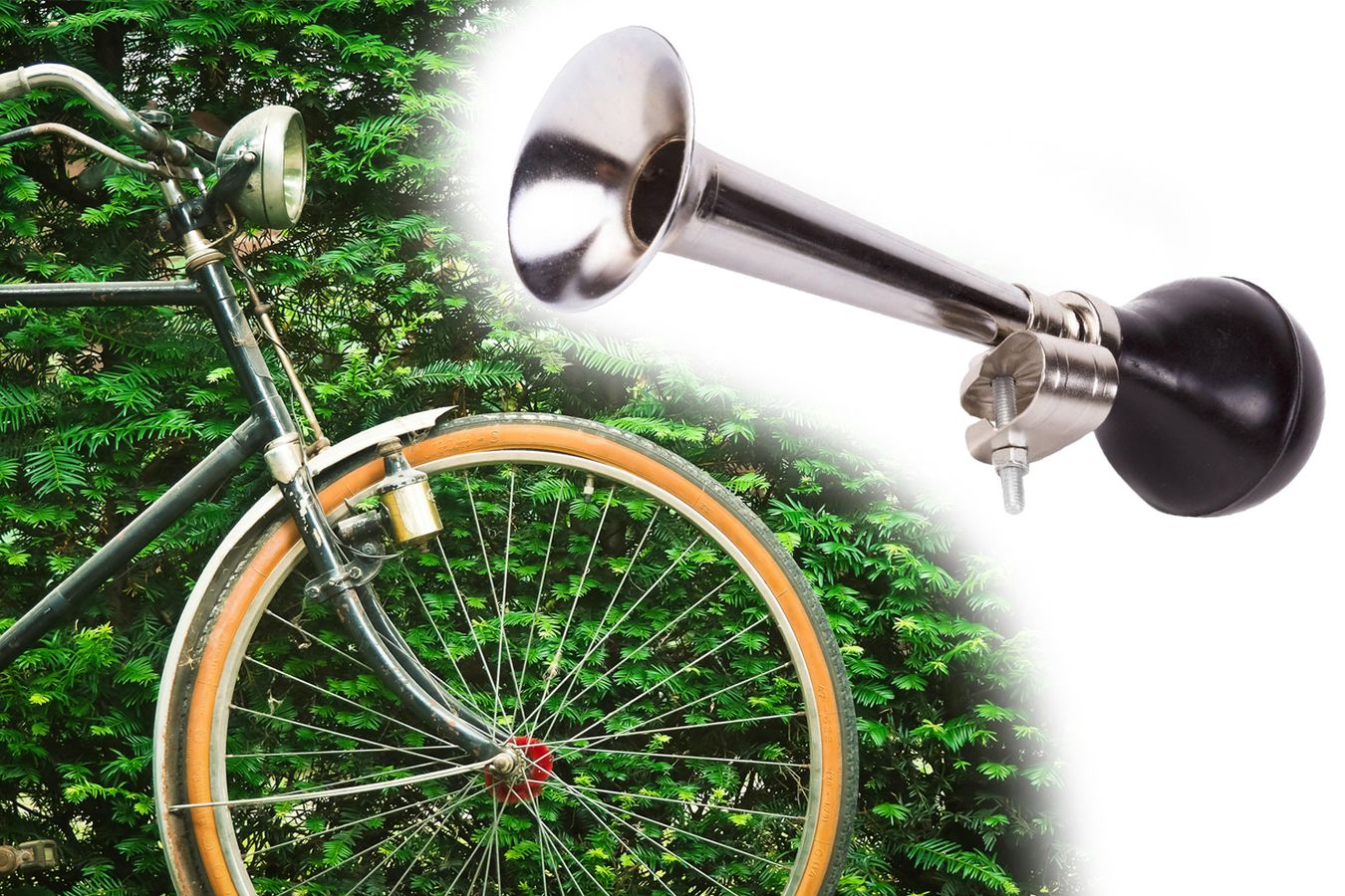 Fahrradhupe Retro Ballhupe fr Fahrrad Roller Kinderfahrrad, Laufrad,  Trompete Vintage Hupe Klingel Horn Lnge 210mm mit Lenkerschelle | Bisomo.de
