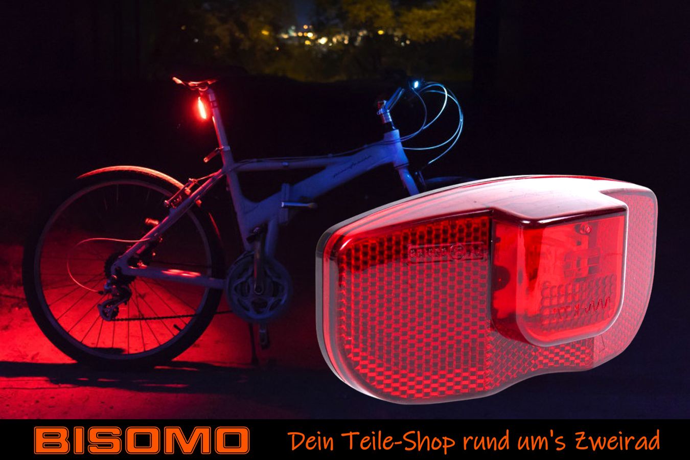 Fahrrad Rcklicht LED mit Reflektor fr Gepcktrger Schalter An/Aus  Batteriebetrieben inkl. Batterien, universal fr Fahrrad, E-Bike,  Kinderfahrrad | Bisomo.de