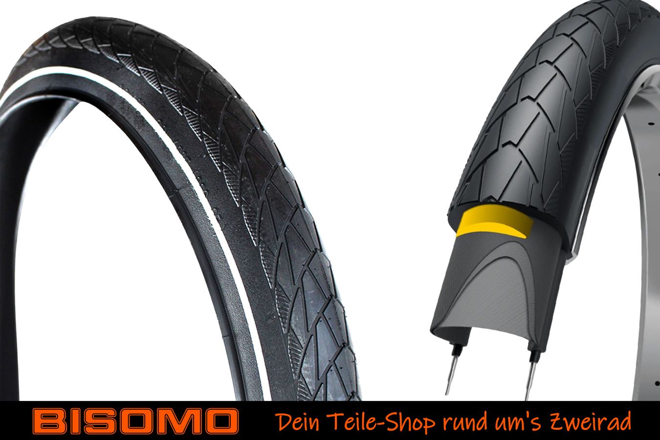 Paket] Fahrradreifen 28 x 2,0 Zoll 1,2mm Pannenschutz Pannenreifen, 50-622  Drahtreifen Reflex Fahrrad Reifen MTB City E-Bike 25km/h | Bisomo.de