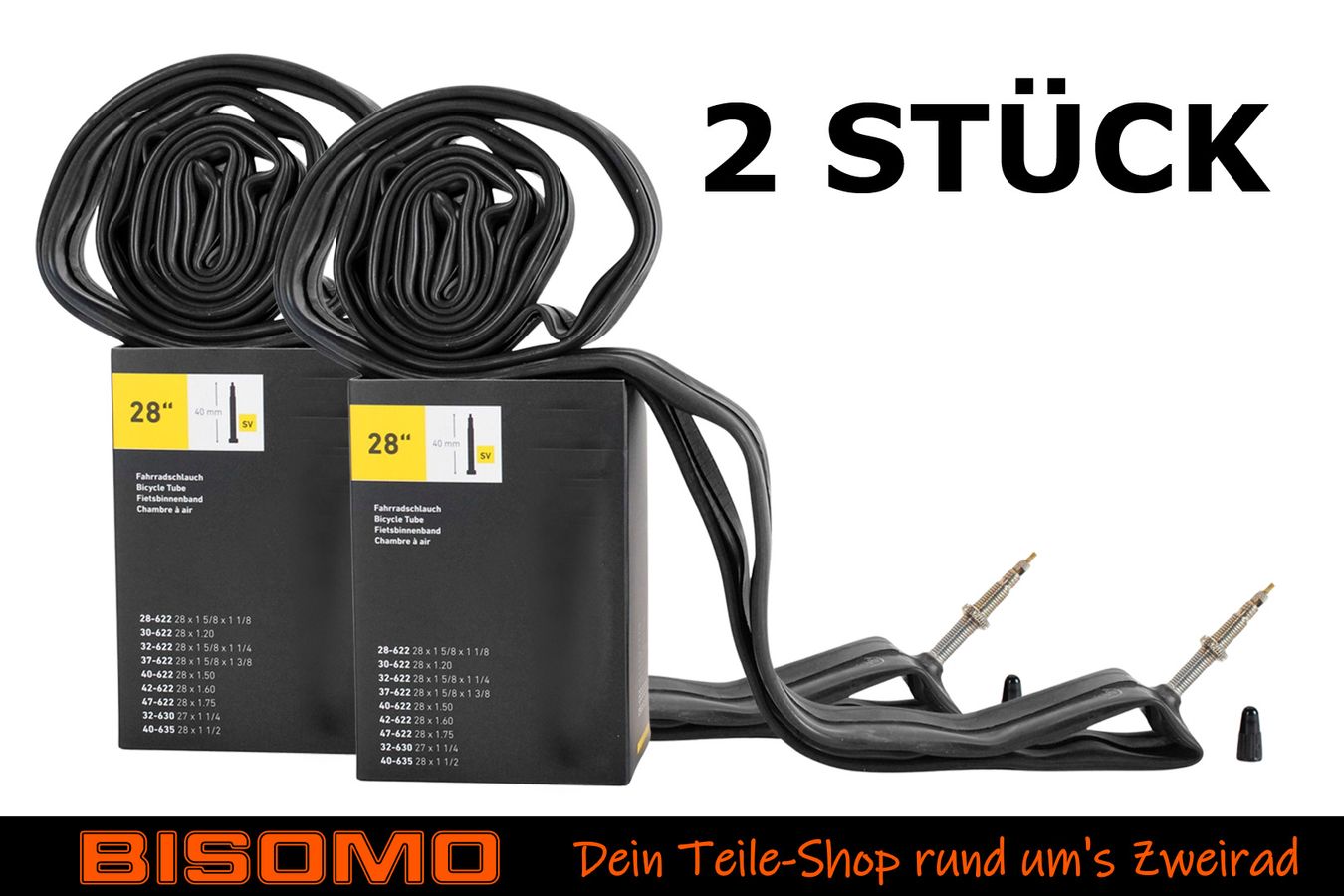 2X Fahrradschlauch 28 Zoll - ETRTO 28-622/40-635, Sclaverand Ventil 40mm, Für Rennrad