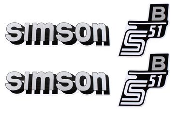 Paket] Set Aufkleber Simson S51 B silber für Tank und Seitendeckel