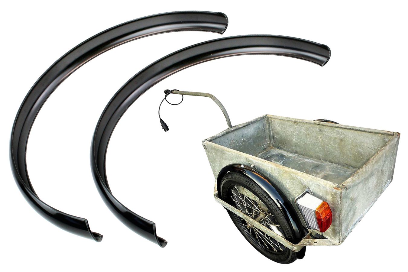Paket] BISOMO SET 2x Kotflgel Schutzblech, fr DDR Anhnger Handwagen,  Fahrrad und Mopedanhnger, Simson, Hochwertiges Design, Schwarz lackiert |  Bisomo.de