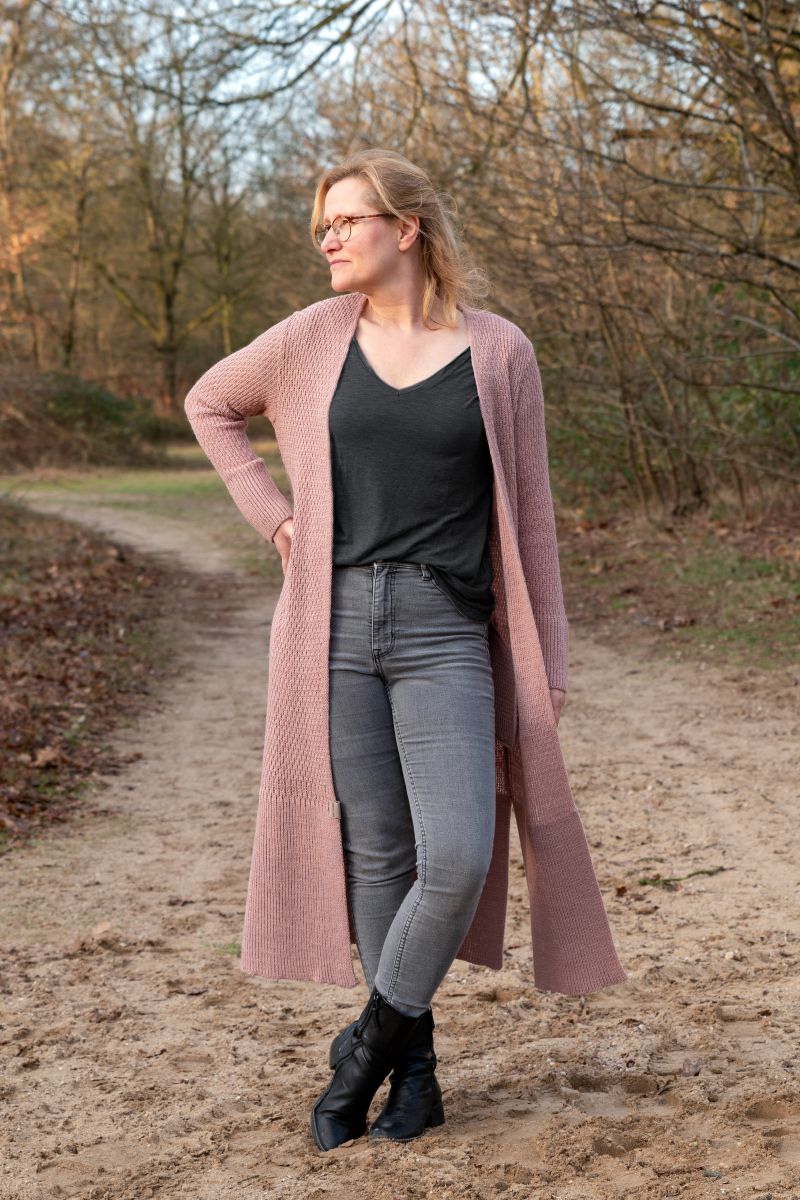 Wolle Strickjacke Rosa Lang Herzlein® Strickjacke In Pink Online
