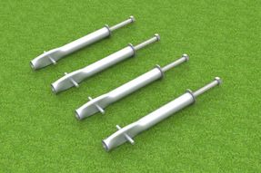 4 ground anchors for concreting in with stainless steel screw and threaded sleeve - Anti-tilt device