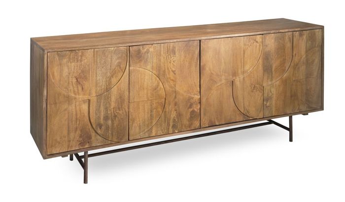 GAUDI Kommode 175 cm Massivholz Mango – Sideboard mit 4 Türen und exklusivem Kreisdesign GAUDI Kommode 175 cm Massivholz Mango – Sideboard mit 4 Türen und exklusivem Kreisdesign