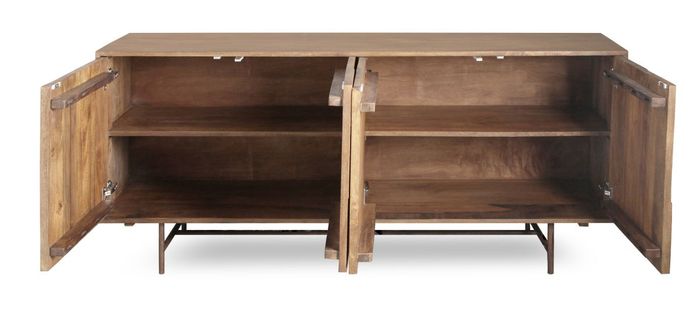 GAUDI Kommode 175 cm Massivholz Mango – Sideboard mit 4 Türen und exklusivem Kreisdesign GAUDI Kommode 175 cm Massivholz Mango – Sideboard mit 4 Türen und exklusivem Kreisdesign