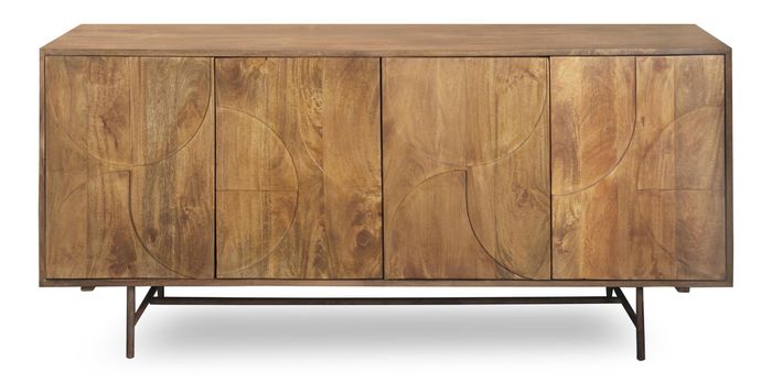 GAUDI Kommode 175 cm Massivholz Mango – Sideboard mit 4 Türen und exklusivem Kreisdesign GAUDI Kommode 175 cm Massivholz Mango – Sideboard mit 4 Türen und exklusivem Kreisdesign