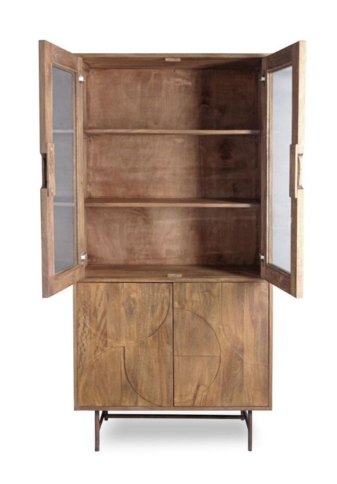 GAUDI Vitrine 88x175 cm Massivholz Mango – Vitrinenschrank mit 2 Glas- und 2 Holztüren GAUDI Vitrine 88x175 cm Massivholz Mango – Vitrinenschrank mit 2 Glas- und 2 Holztüren