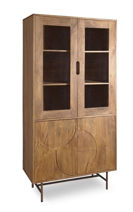 GAUDI Vitrine 88x175 cm Massivholz Mango – Vitrinenschrank mit 2 Glas- und 2 Holztüren GAUDI Vitrine 88x175 cm Massivholz Mango – Vitrinenschrank mit 2 Glas- und 2 Holztüren
