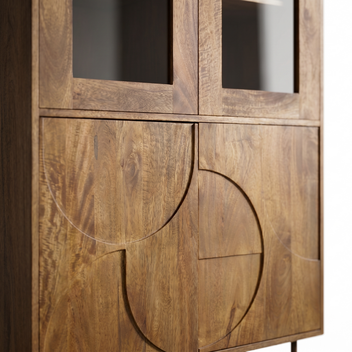 GAUDI Vitrine 88x175 cm Massivholz Mango – Vitrinenschrank mit 2 Glas- und 2 Holztüren GAUDI Vitrine 88x175 cm Massivholz Mango – Vitrinenschrank mit 2 Glas- und 2 Holztüren