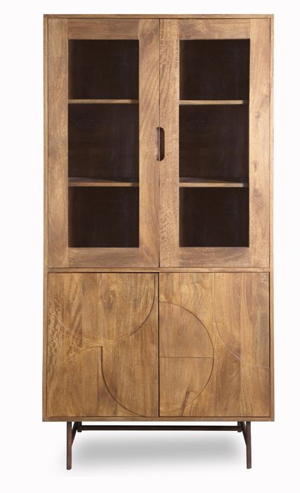 GAUDI Vitrine 88x175 cm Massivholz Mango – Vitrinenschrank mit 2 Glas- und 2 Holztüren GAUDI Vitrine 88x175 cm Massivholz Mango – Vitrinenschrank mit 2 Glas- und 2 Holztüren