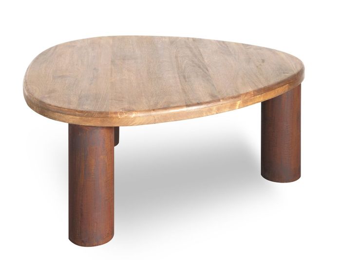 GAUDI Couchtisch Rund 97x92 cm Massivholz Mango – Handgefertigter Wohnzimmertisch mit markanten Rundbeinen GAUDI Couchtisch Rund 97x92 cm Massivholz Mango – Handgefertigter Wohnzimmertisch mit markanten Rundbeinen