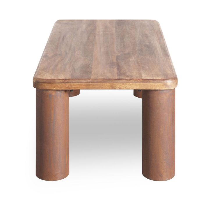 GAUDI Couchtisch 118x60 cm Massivholz Mango – Handgefertigter Wohnzimmertisch mit markanten Rundbeinen GAUDI Couchtisch 118x60 cm Massivholz Mango – Handgefertigter Wohnzimmertisch mit markanten Rundbeinen