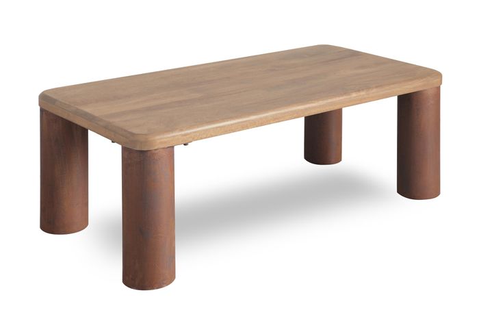 GAUDI Couchtisch 118x60 cm Massivholz Mango – Handgefertigter Wohnzimmertisch mit markanten Rundbeinen GAUDI Couchtisch 118x60 cm Massivholz Mango – Handgefertigter Wohnzimmertisch mit markanten Rundbeinen