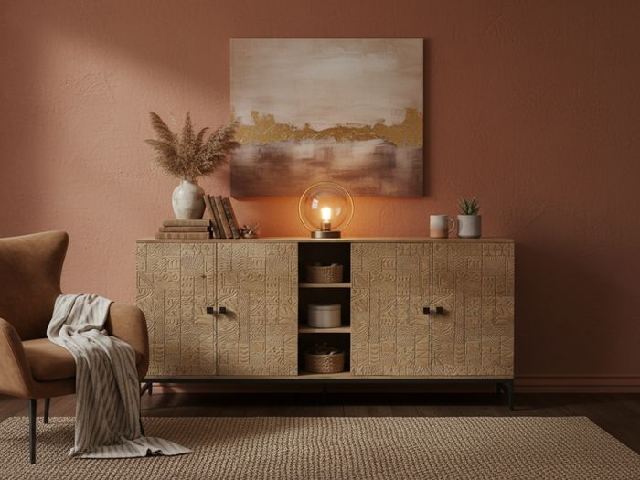 CARVING Kommode mit 4 Türen / 3 Ablagen CARVING Kommode mit 4 Türen / 3 Ablagen