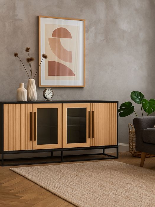 NAMIBIA Kommode mit 2 Glas-/ 2 Holztüren NAMIBIA Kommode mit 2 Glas-/ 2 Holztüren