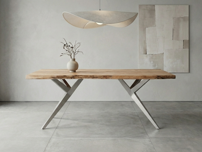 Baumkantentisch "live edge" Mango 240x100 cm, Eisengestell silber matt Baumkantentisch "live edge" Mango 240x100 cm, Eisengestell silber matt