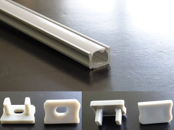 Profil Schiene Alu U-Form 100cm silber 8x12mm mit Abdeckung und