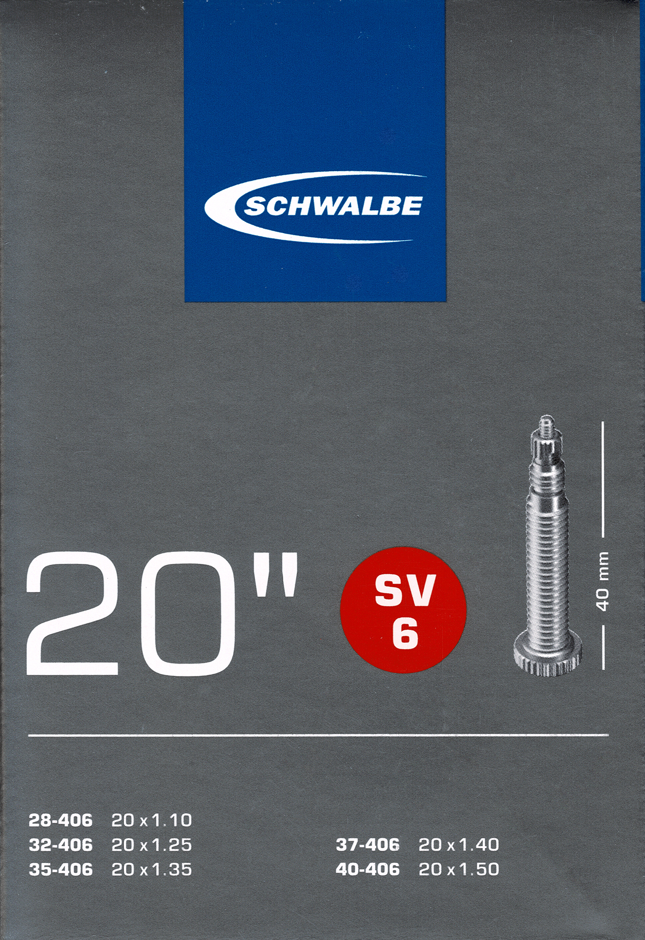 Chambre à Air Schwalbe SV 8 | Pour Vélo, Valve Presta | Dimensions 22x13/8 (550x37 Mm)