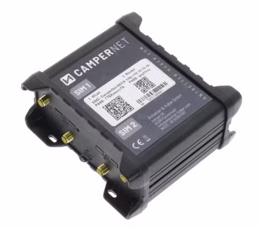 The CamperNet LTE/WLAN MiMo router with LTE & Wlan MiMo antenna for mobile Internet in vehicles (12V or 230V)