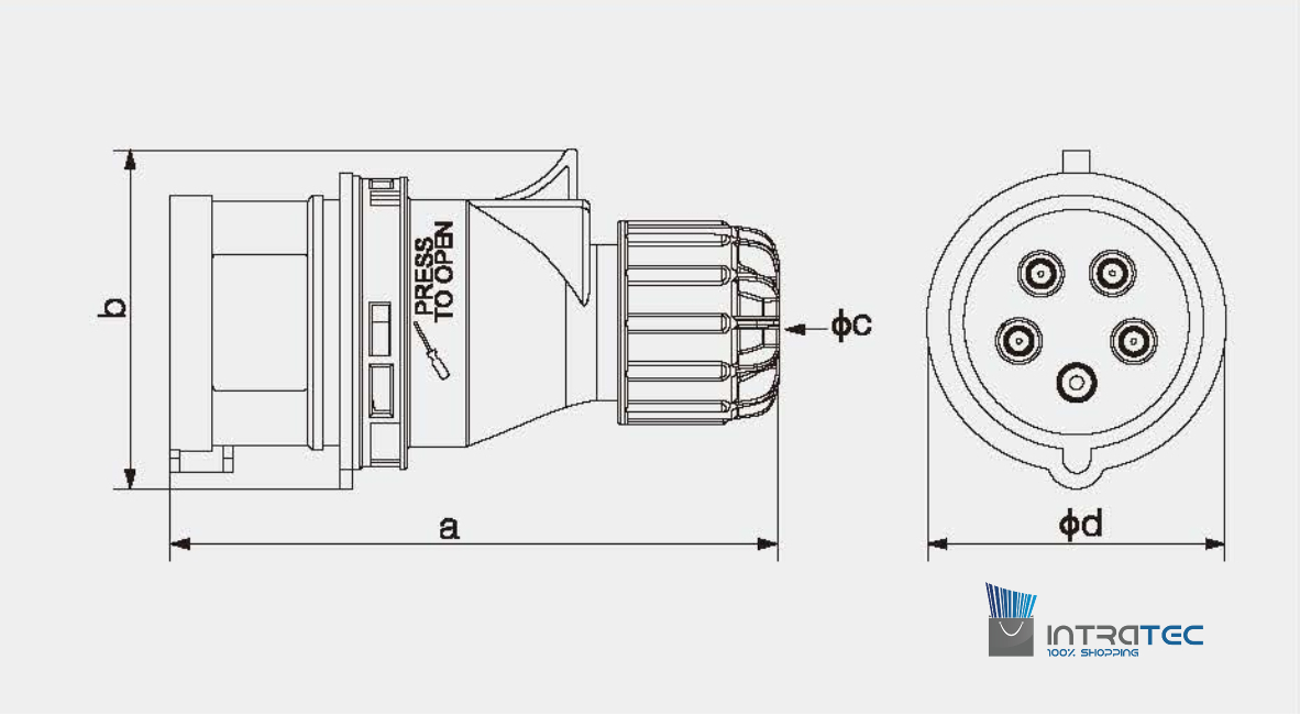 CEE-Steckdose 16A 400V 6h IP44 5-polig Industriequalität CE SB 3P+N+E