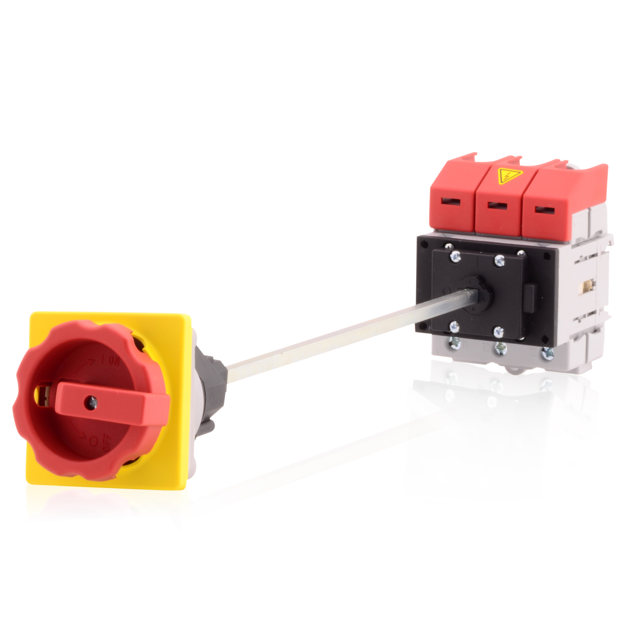 Hauptschalter 3-polig 16A Bodenbefestigung Achsverlängerung Not-Aus