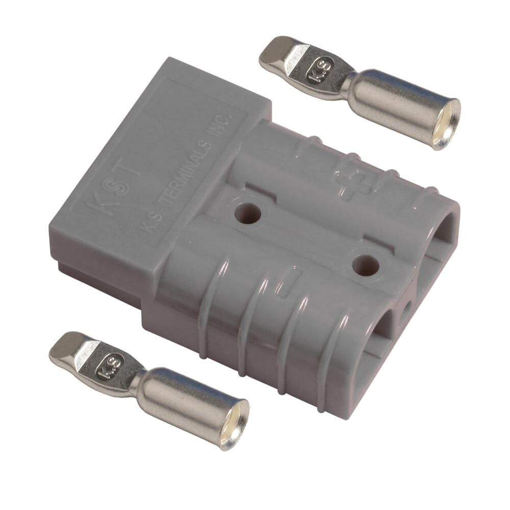 FraRon Hochstromsteckverbinder 30A, grau, 2-polig inkl. Crimpkontakte bis 4-6mm² / AWG5