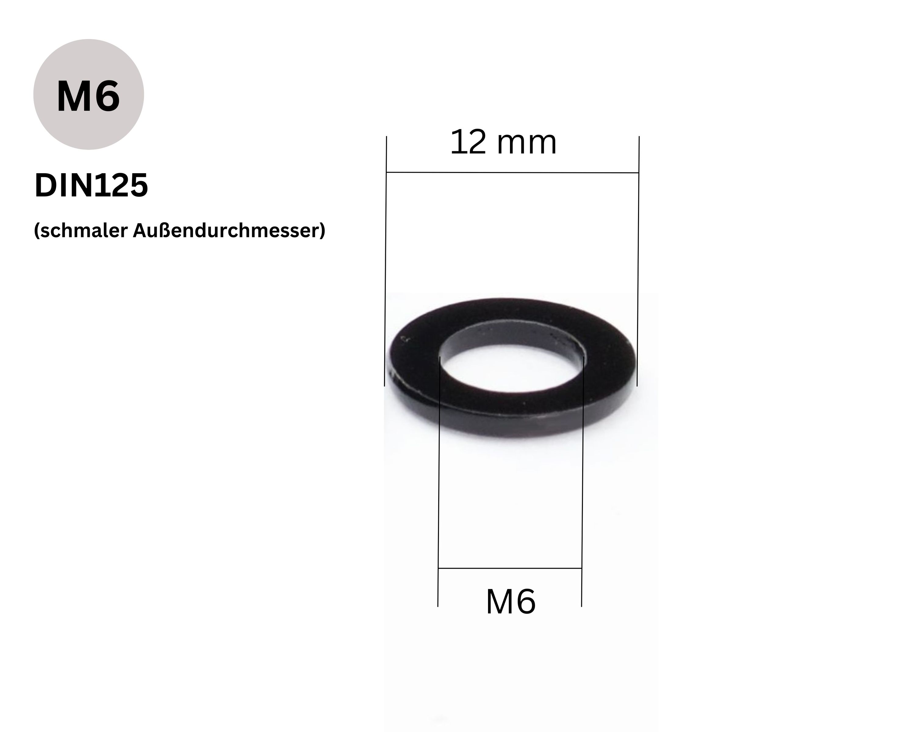 M5 M6 M8 Unterlegscheiben schwarz Edelstahl V2A Beilagscheibe DIN 125 9021 rostfrei A5,3 A6,4 A8,4 glänzend pulverbeschichtet 