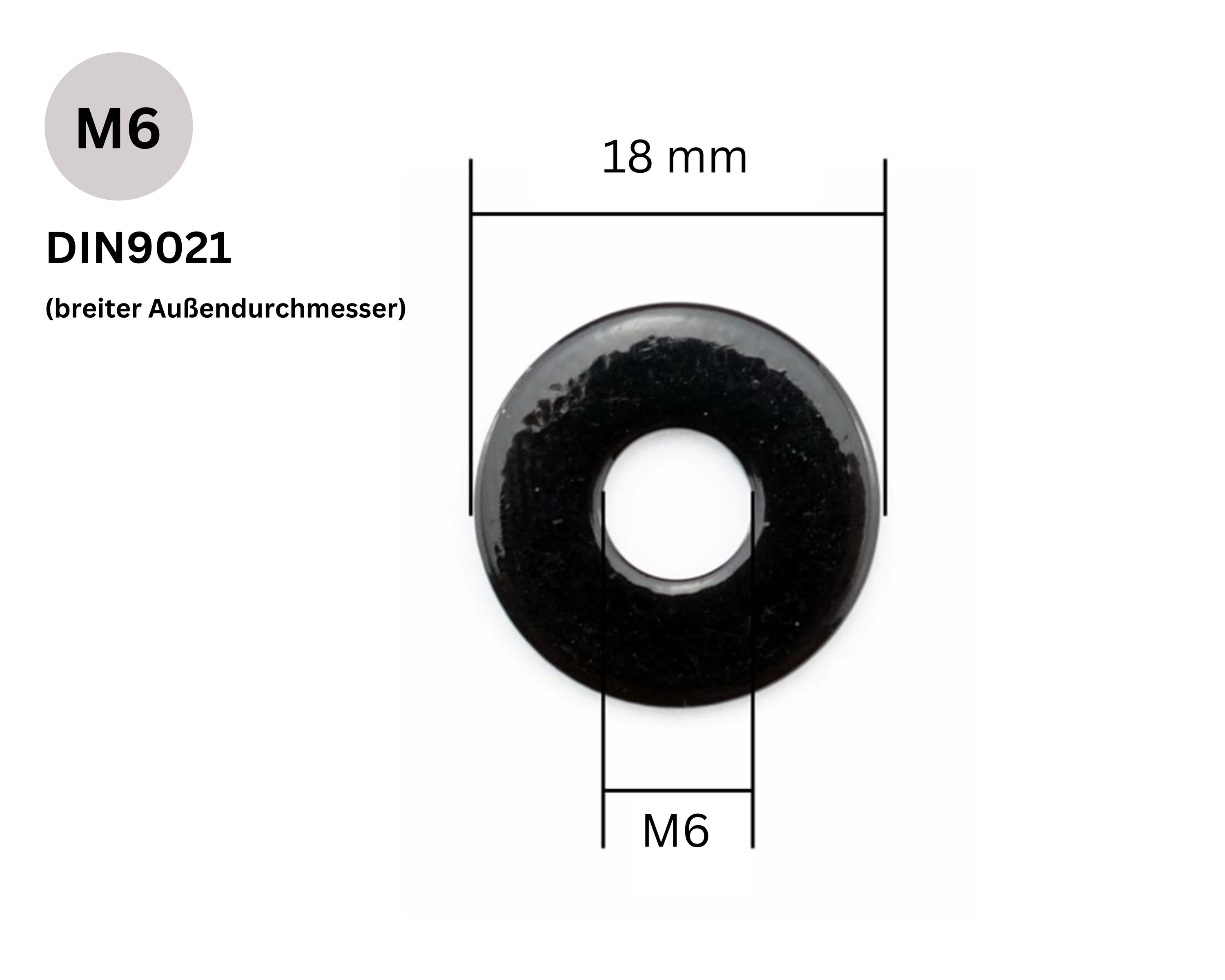 M5 M6 M8 Unterlegscheiben schwarz Edelstahl V2A Beilagscheibe DIN 125 9021 rostfrei A5,3 A6,4 A8,4 glänzend pulverbeschichtet 