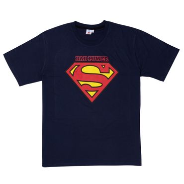 Shirt Logo Herren Power Dad Oberteil Vater - Blau Superman Rundhalsausschnitt für T-Shirt