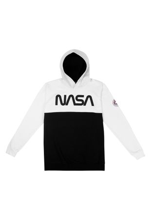 NASA Kapuzenpullover für Herren Hoodie Sweatshirt Pullover langärmlig  Weiß/Schwa