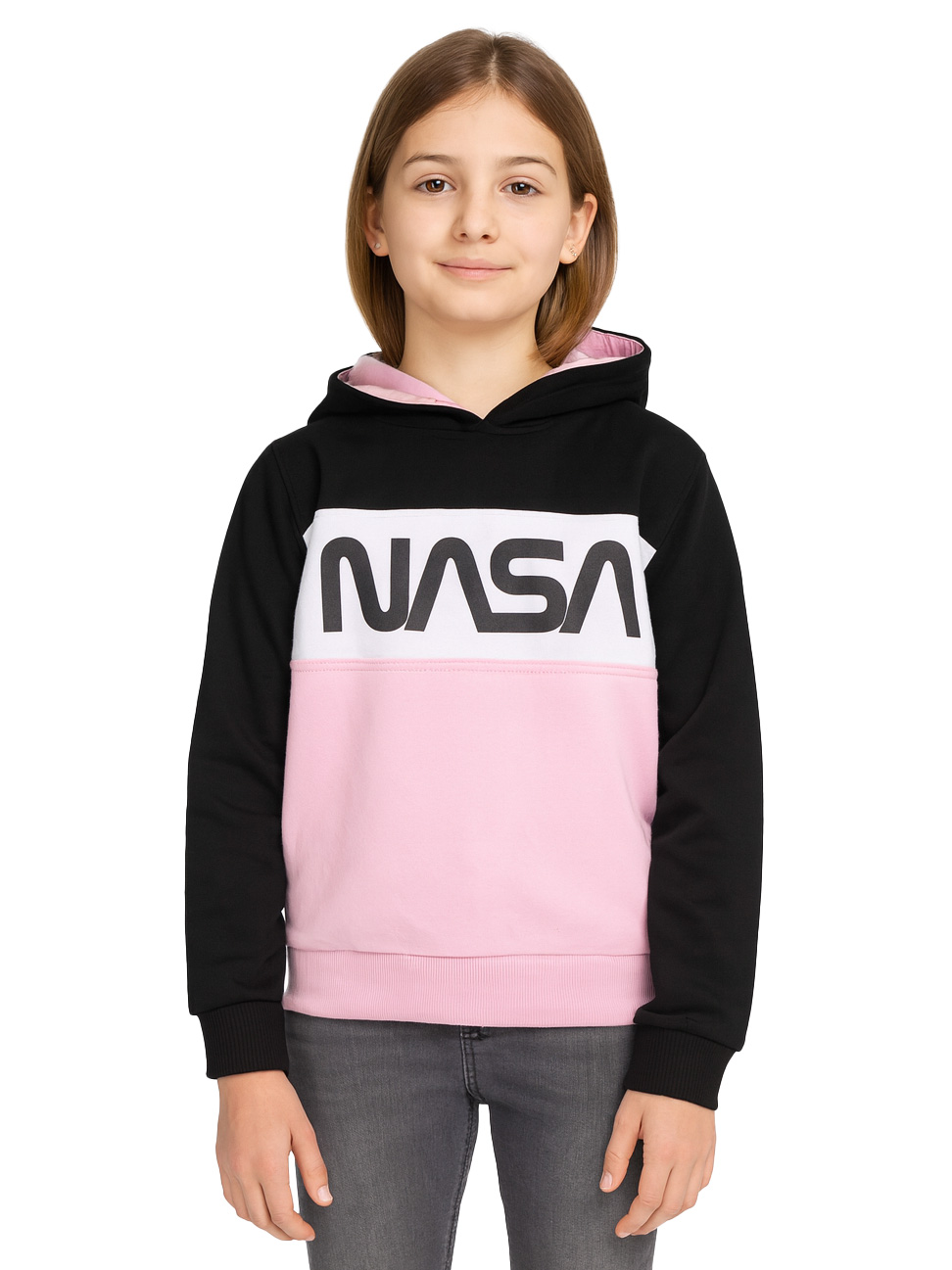 NASA Hoodie für Mädchen Kinder Kapuzenpullover Pullover mit Kapuze  Sweatshirt Schwarz/Rosa - Main Image