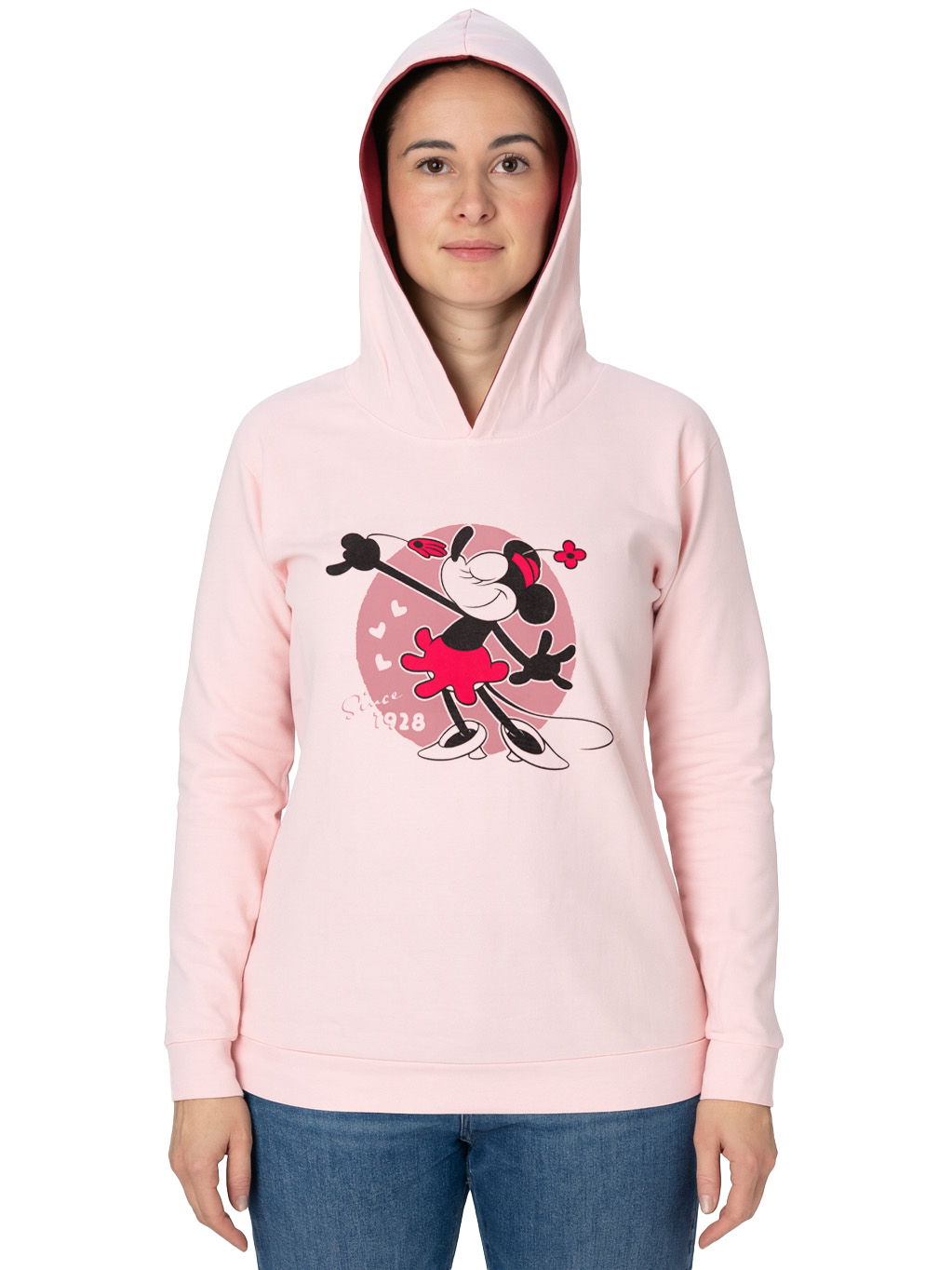 Disney Minnie Mouse Hoodie für Damen Kapuzenpullover Sweatshirt Pullover  mit Kapuze Rosa