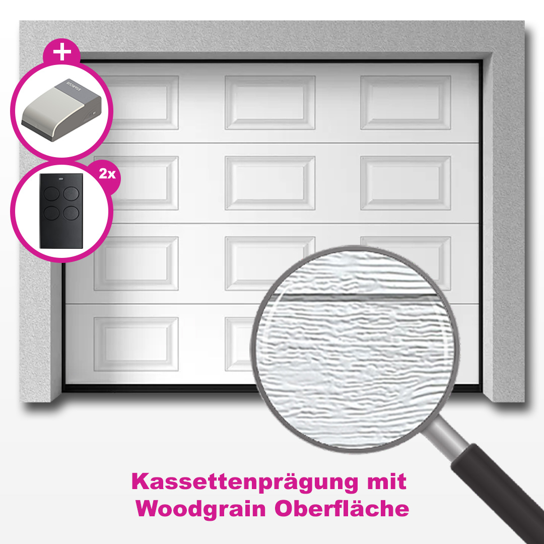 KRISPOL Garagen Sektionaltor - Kassettenprägung mit Woodgrain Oberfläche (Torsionsfedertechnik)