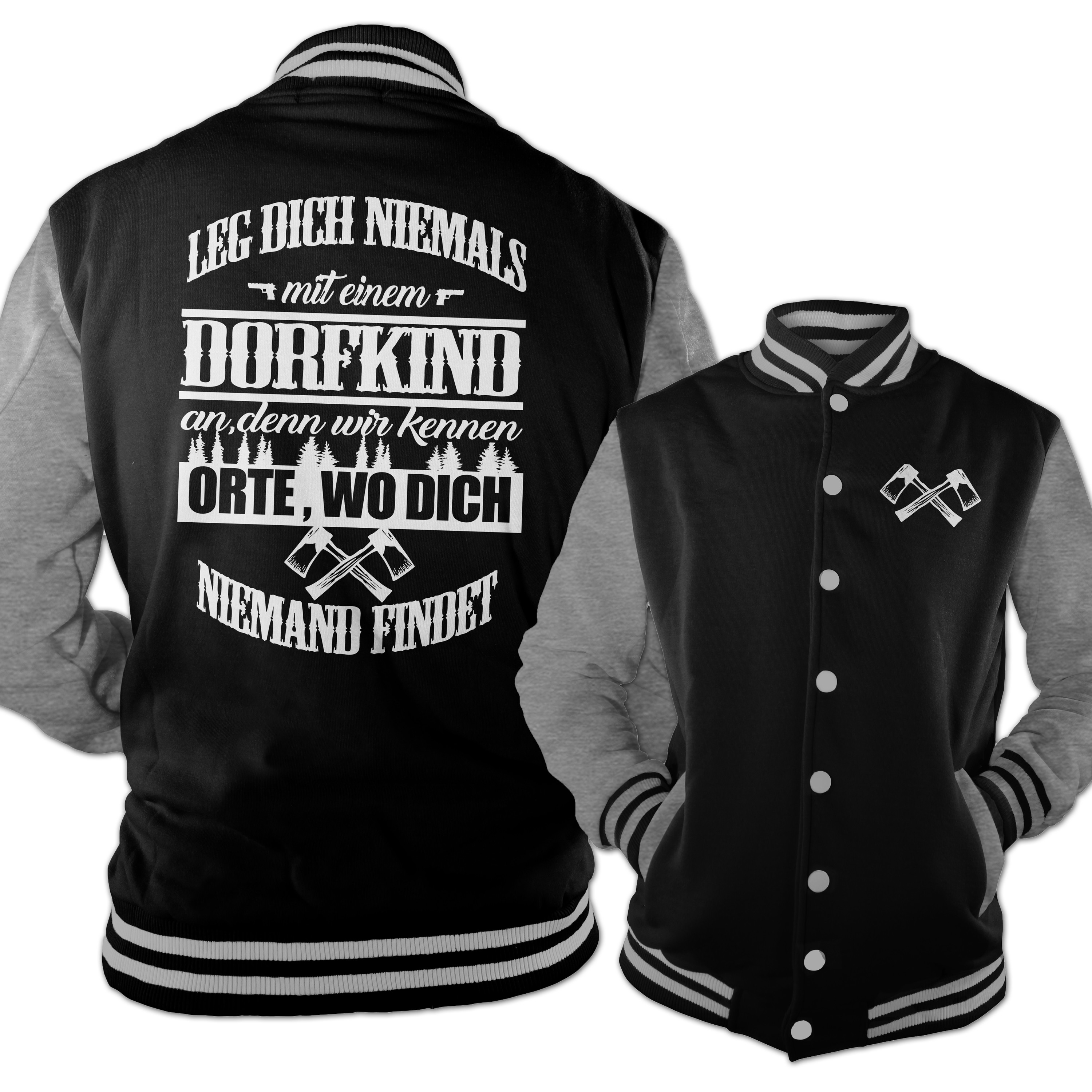 Herren College Baseball Jacke Dorfkind Spaß Spruch Old School Neu SXXL
