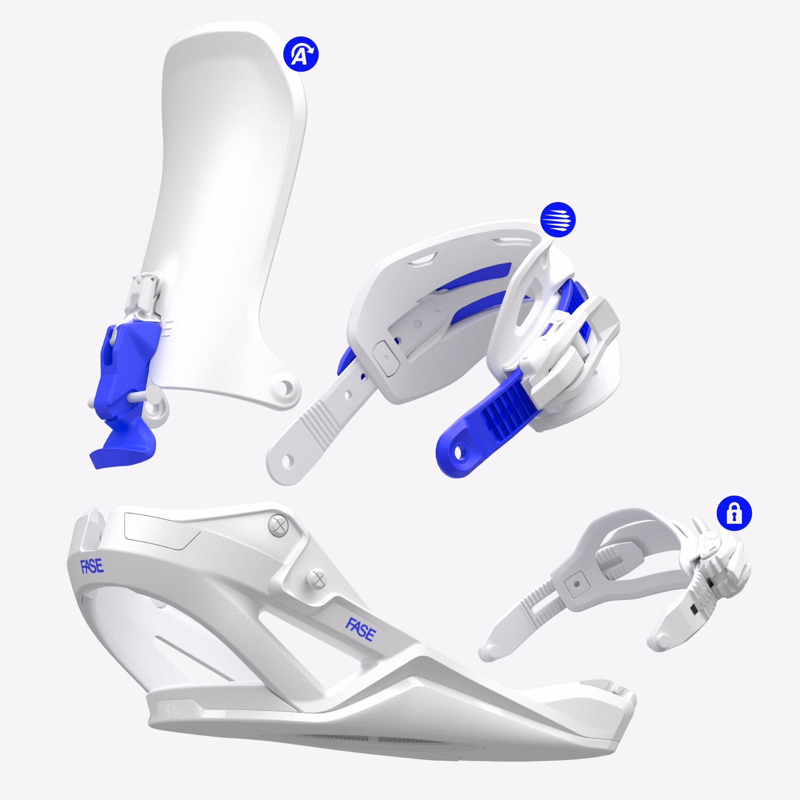 FASE Komponenten: AutoBack, FastStrap, Locked-In Toe Strap