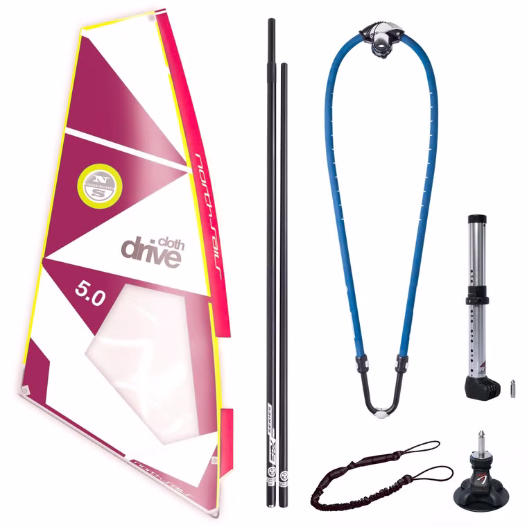 [Paket] Easyride Rig ltd Windsurf Segel komplett Set Segel mit Mast und Gabel North Sails 5.0