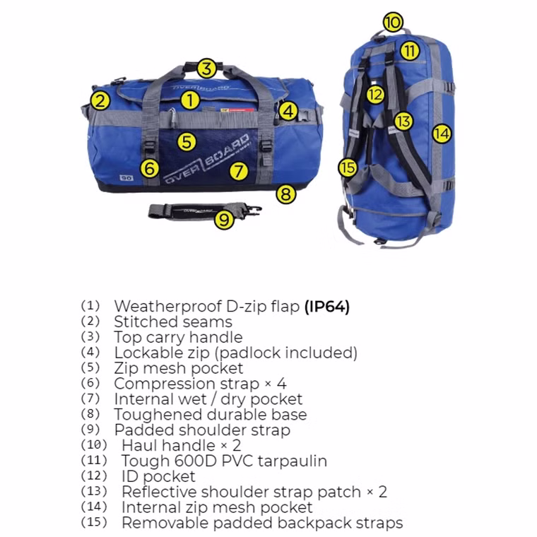 wasserdichte Duffel Bag Lit ADV Grün Overboard 90
