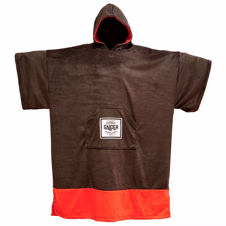 Change Robe Poncho Schwarz Bund Rot Sniper