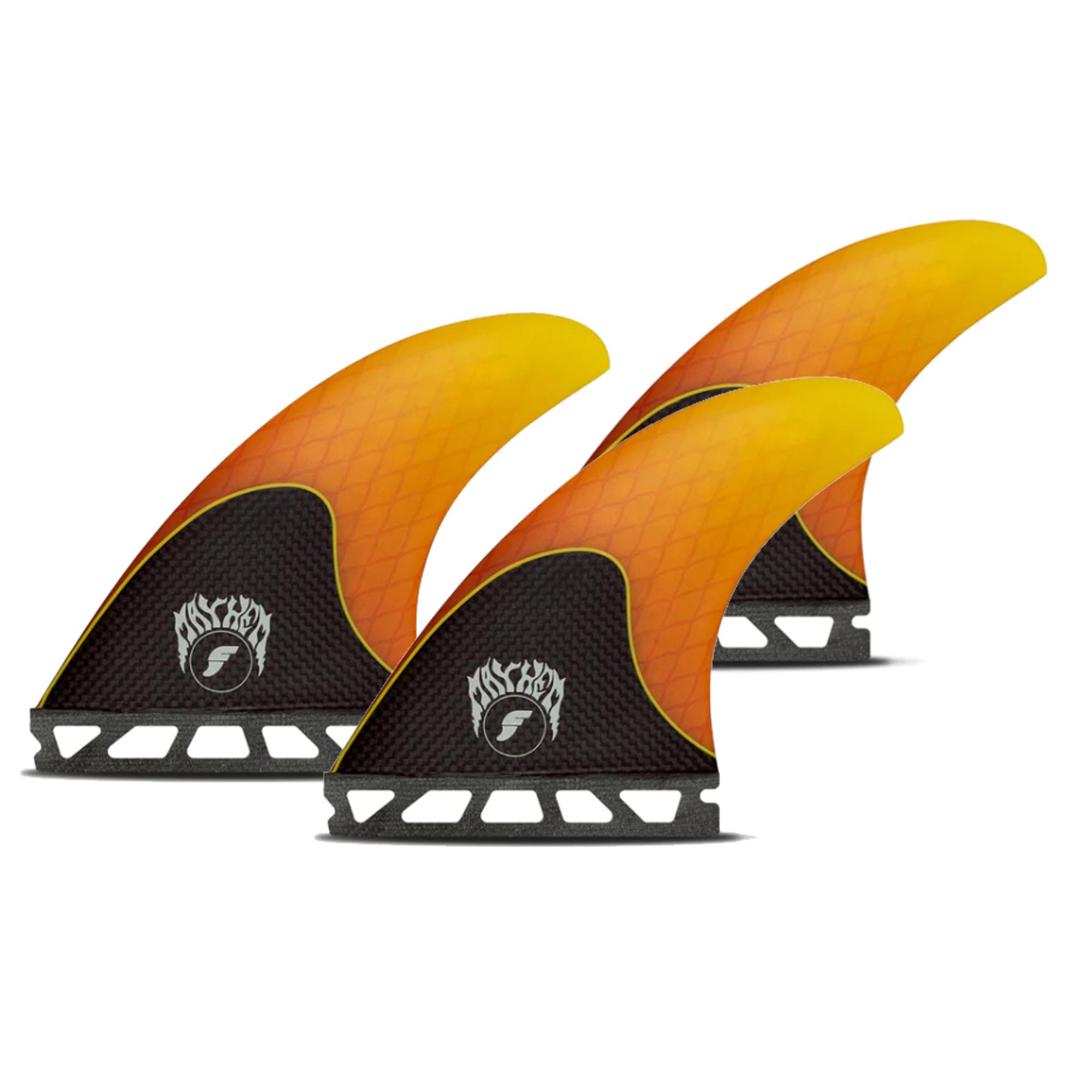 Future Fins Mayhem Honeycomb-Carbon Thruster Set Yellow-Blue Medium