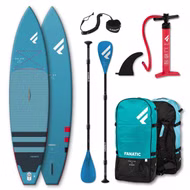 SUP Set Ray Air Board, Pure Paddel und Leash Fanatic 2022 12'6''