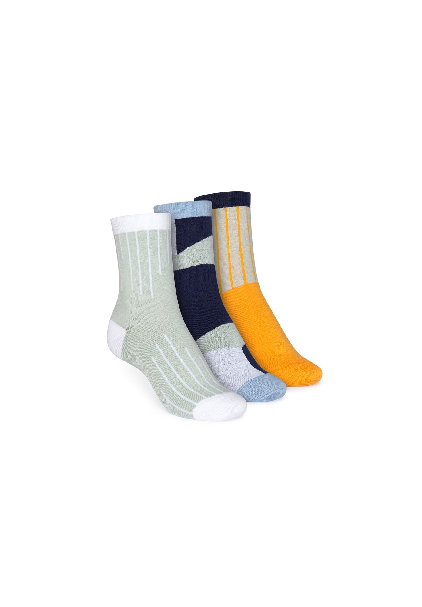 3 Pack Mid-Top Socks Colour Grading/Geometric/Vertical 3 Pack Mid-Top Socks Colour Grading/Geometric/Vertical