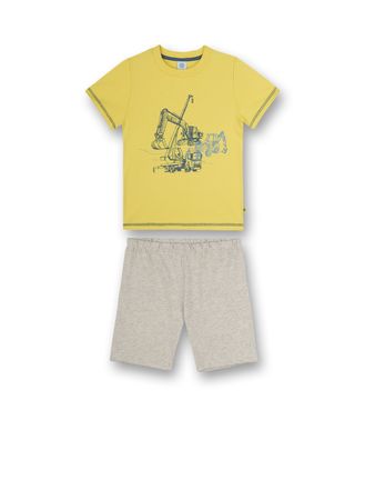 Sanetta Jungen Schlafanzug Kurz – Bio-Baumwolle Jersey Mit Fahrzeug-Print, GOTS-zertifiziert