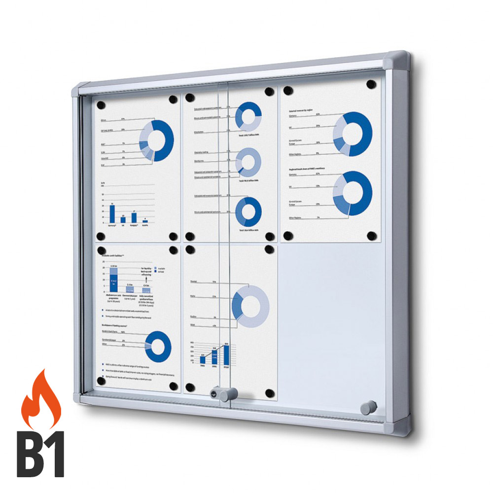 Schaukasten SL-Line 6 x DIN A4, B1 Norm, ESG, Sicherheitsecken (vergrößert)