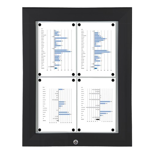 Schaukasten T-Line 4 x DIN A4 schwarz (vergrößert)